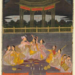 A prince celebrating Holi palace women terrace