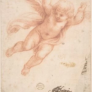 Putto 17th century Red chalk cream paper 5-7 / 8 x 5