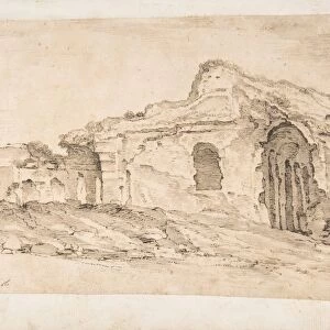 Ruins Roman Arena Pozzuoli 1607-56 Pen brown ink