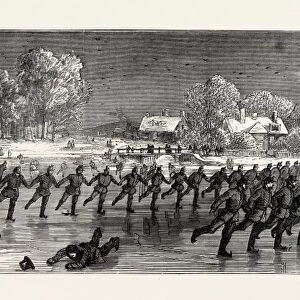 Skating Parade of the First Huntingdonshire Rifle Volunteers, Uk, 1871