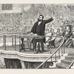 The south London tabernacle, mr. C. H. Spurgeon preaching on Sunday, 1876, UK, britain