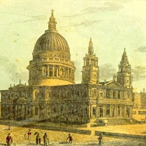 St. Pauls Cathedral, UK, 19th century engraving, London