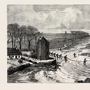 Submarine Telephone between Scotland and Ireland: Donaghadee, County Down, 1893 Engraving