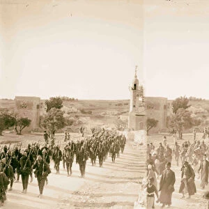 Turkish soldiers marching past American Colony