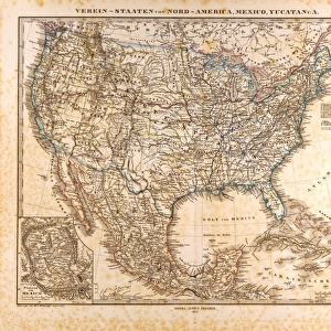 U. S. A. Mexico Gotha 1872 Justus Perthes Atlas Map, Gotha, Justus Perthes, 1872, Atlas