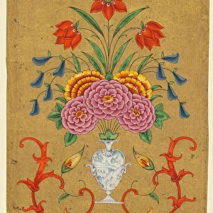 Vase flower arrangement scrollwork 1750-1800