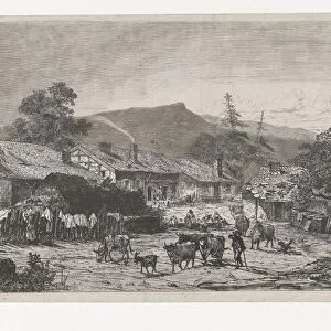 View Mortehan Belgian village foreground shepherd blowing