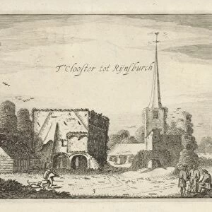 View of the ruins of the Abbey of Rijnsburg, The Netherlands, print maker: Jan van