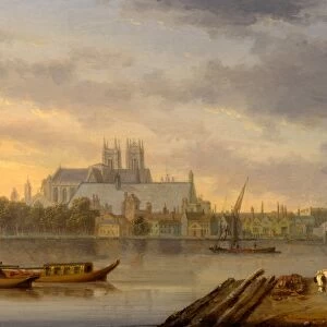 A View of Westminster Bridge and the Abbey from the South Side, London Signed, lower