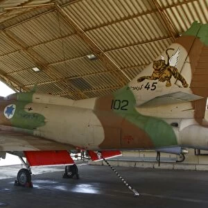 An A-4N Ayit of the Israeli Air Force in the hangar at Hatzerim Airbase