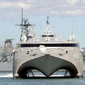 Bow on view of the US Navy experimental High Speed Vehicle 2 (HSV-2) Swift