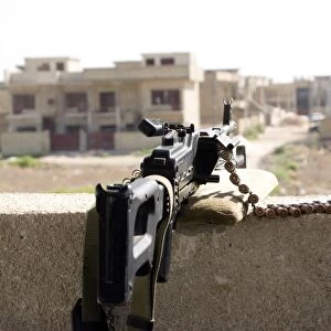 Machine gun post at a prison in Baghdad, Iraq
