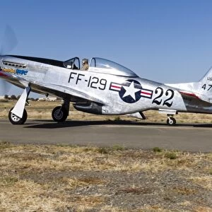 A P-51 Mustang taxiing at Vacaville, California