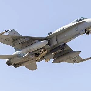 A Royal Australian Air Force F / A-18A Hornet taking off