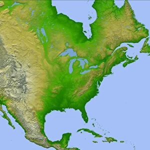 Topographic view of North America