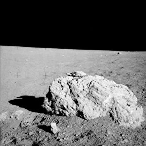 Turtle rock on lunar surface of Earths moon