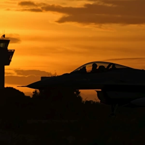 U. S. Air Force F-16 Fighting Falcon at sunset
