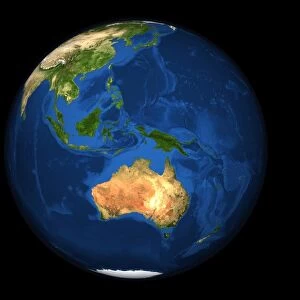 View of the full Earth showing Indonesia, Oceania, and the continent of Australia