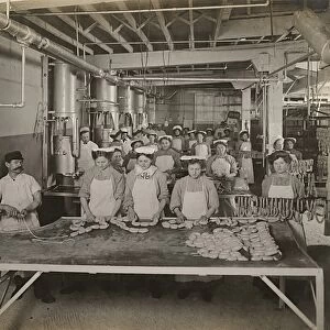 Workers making sausage, Omaha, Nebraska, 1910