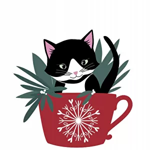 My cat Coco in a holiday mug