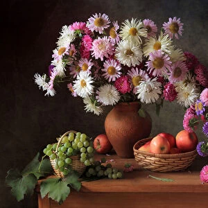 Still Life with Asters and Grapes