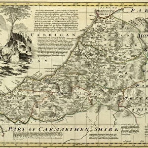 County Map of Cardiganshire, Wales, c. 1777