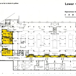 Lower ground floor plan of new Castle Market, Haymarket / Waingate, 1958