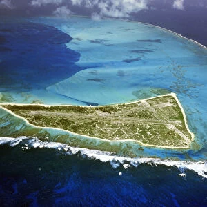 Eastern Island showing the WW2 airstrip which was used to launch the initial attack