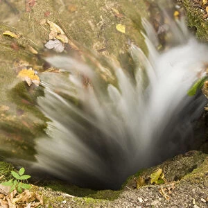 Water disappearing underground, Ciginovac lake, Upper Lakes, Plitvice Lakes National Park
