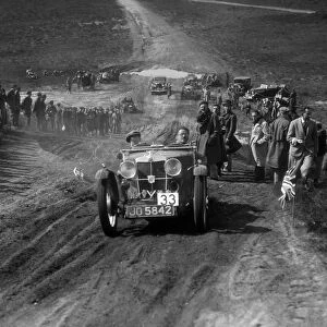 1932 MG J2 competing in a motoring trial, Bagshot Heath, Surrey, 1930s. Artist: Bill Brunell