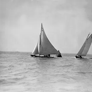 The 6 Metre yachts The Whim (L6) and Cingalee rounding mark, 1911. Creator