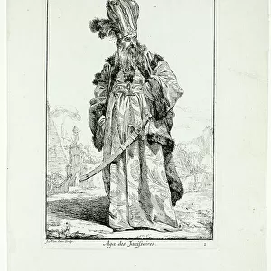 Aga des Janissaires, plate one from Caravanne du Sultan à la Mecque, 1748. Creator: Joseph-Marie Vien the Elder