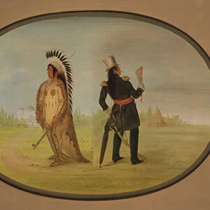 Assinneboine Chief before and after Civilization, 1861 / 1869. Creator: George Catlin
