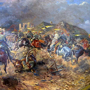 Attack of Polish Uhlans on bolsheviks near Sloutsk 1919, 1920. Artist: Winterowski, Leonard (1868-1926)
