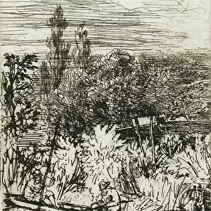 Barbel Fishing, 1865. Creator: Francis Seymour Haden