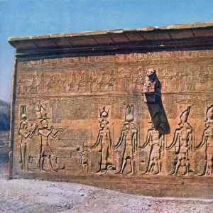 Bas-relief of Cleopatra, Caesarion, Temple of Hathor, Dendara in Egypt, 20th century