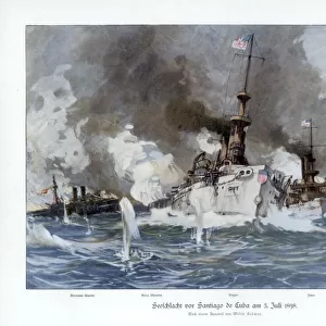 Battle of Santiago de Cuba, 3 July 1898 (1900). Artist: Willy Stower