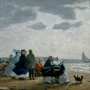 On the Beach, Dieppe, 1864. Creator: Eugene Louis Boudin