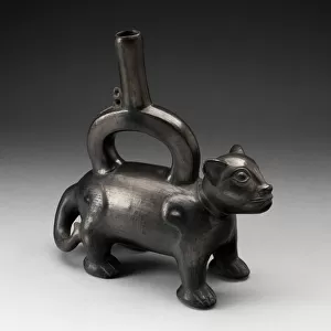 Blackware Vessel in the Form of a Feline, Likely a Puma, 180 B. C. / A. D. 500