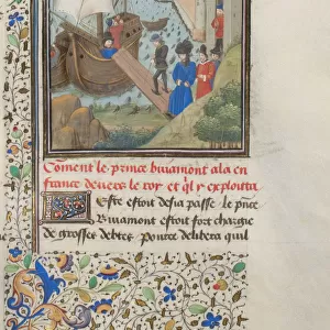 Bohemond I of Antioch traveled back to Apulia. Miniature from the Historia by William of Tyre, 1460s. Artist: Anonymous