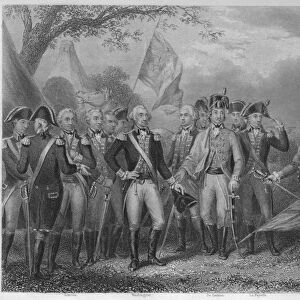 The British surrendering their arms to Gen: Washington, 1781, 1859. Artist: James Stephenson