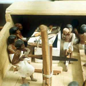 Carpenters in a workshop, model figures from an Ancient Egyptian tomb