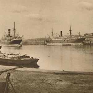 Carriers of Londons Food: Unloaded Cargo Boats in the South Dock of the West India Docks, c1935