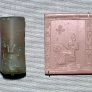 Chalcedony cylinder-seal in the first Kassite style