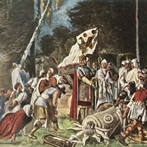 Charlemagne destroys a pagan idol, (1936). Creator: Unknown