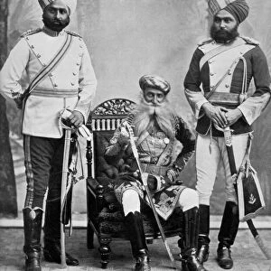Three of the chief officers of the household troops of the Nizam of Hyderabad, India, 1896. Artist: Platin Portrait Studios