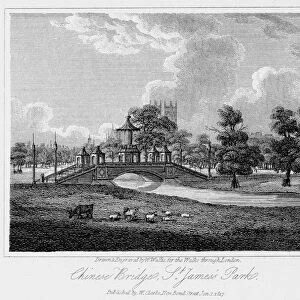 Chinese Bridge, St Jamess Park, Westminster, London, 1817. Artist: W Wallis
