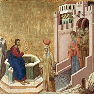 Christ and the Samaritan Woman. Artist: Duccio di Buoninsegna (1260-1318)