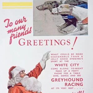 Christmas advert for the White City greyhound track, London, 1932