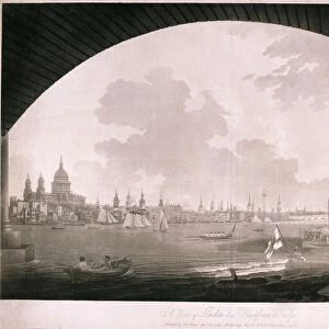 City of London from Blackfriars Bridge, 1795. Artist: John William Edy